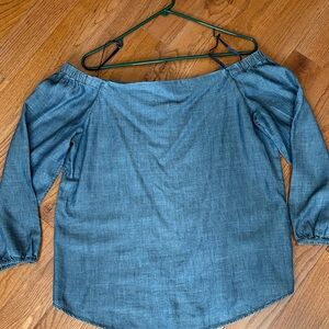Chico's Denim Blue Off-Shoulder Blouse